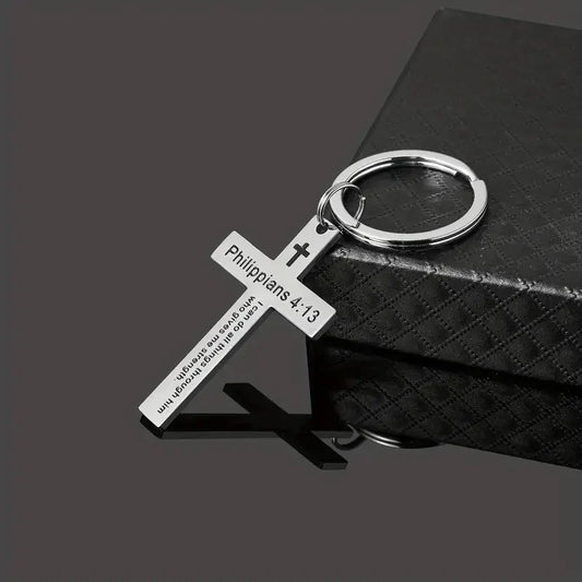 Christian Bible Verse Cross Pendant Keychain